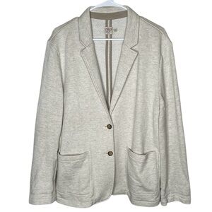 Faherty Inlet Knit Blazer Women’s Size XL in Light Oatmeal Melange Cotton Blend